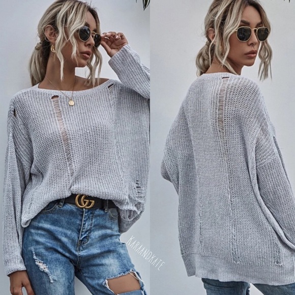 Distressed Sweater- BLACK - Picture 6 of 8